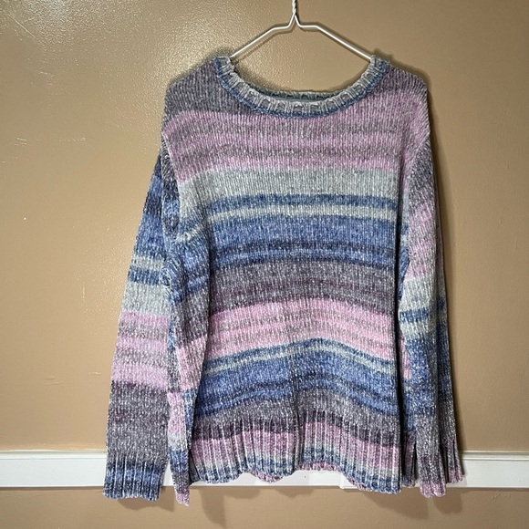 Style & Co. Sweaters - Style & Co. Pink and Blue Striped Sweater